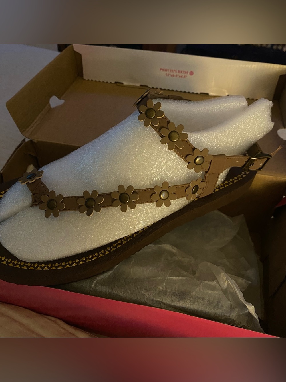 Skechers Brown Floral Strap Wedge Sandals. Never worn,still in box.